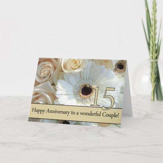 Happy 15th Jubileum rozen Kaart (Voorkant)