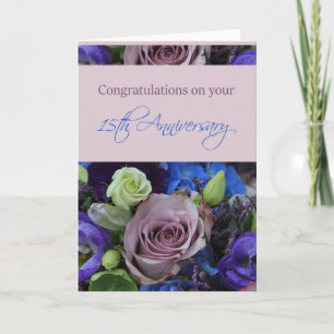 Happy 15th Jubileum rozen Kaart