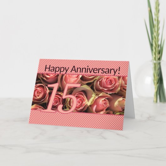Happy 15th Jubileum rozen Kaart (Voorkant)