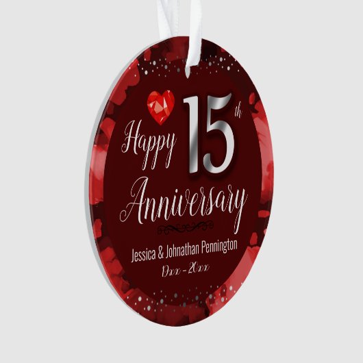 Happy 15th Wedding Jubileum Ornament (voorkant)