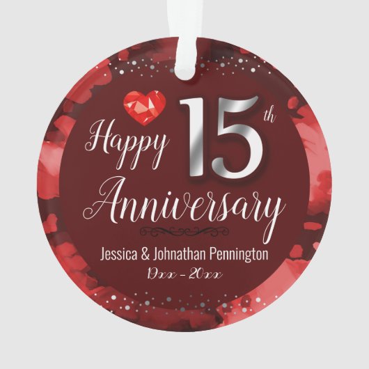 Happy 15th Wedding Jubileum Ornament (achterkant)