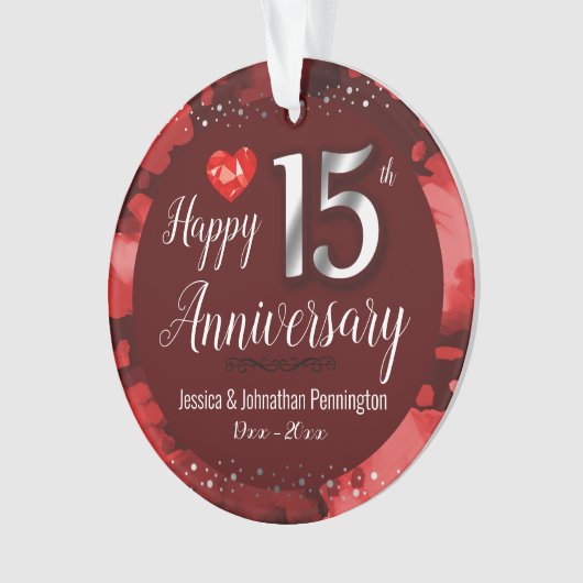 Happy 15th Wedding Jubileum Ornament (voorkant)