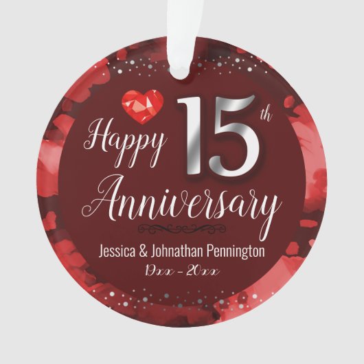Happy 15th Wedding Jubileum Ornament (voorkant)