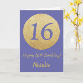 Happy 16h Birthday and Gold Glitter Kaart (Gele Bloem)