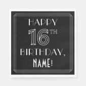 HAPPY 16th BIRTHDAY; Art Deco Style; aangepaste na Servet (Voorkant)