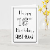 Happy 16th Birthday, Art Deco Style met aangepaste Kaart (Gele Bloem)