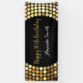 Happy 16th Birthday Banner Black en Gold Glitter (Verticaal)