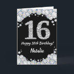 Happy 16th Birthday Black en Silver Glitter Card Kaart<br><div class="desc">Happy 16th Birthday Black en Silver Glitter Card met persoonlijke naam. Voor verdere aanpassing,  te klikken gelieve de knoop "van de Aanpassing het"en ons ontwerphulpmiddel te gebruiken om deze sjabloon te wijzigen.</div>