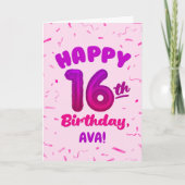 Happy 16th Birthday Card with Custom Name Kaart (Voorkant)