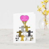 Happy 16th Birthday Cartoon Cats Kaart (Gele Bloem)