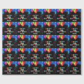 Happy 16th Birthday Colorful Balloons Black Cadeaupapier (Vlak)