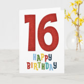 Happy 16th Birthday Colorful Wenskaart Kaart (Gele Bloem)