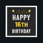 Happy 16th Birthday Denarian Celebration Party Servet<br><div class="desc">Geef het toe. Zonder deze persoon zou het leven niet hetzelfde zijn. 16 jaar? Lekker voor hen! Deze legendarische koning of koningin verdient speciale felicitaties. Wat een prestatie. Profiteer vandaag van dit geweldige zwarte, witte en gele ontwerp om de verjaardag te vieren van een zoon, dochter, broer, zus, neef, neef,...</div>