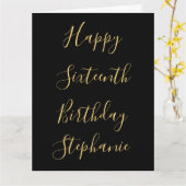 Happy 16th Birthday Eigen naam Gold Yellow Black Kaart (Gele Bloem)