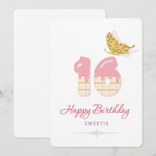 Happy 16th Birthday Feestdagenkaart (Voorkant / Achterkant)