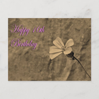 Happy 16th Birthday Flower and Stone in Sepia Briefkaart