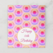 Happy 16th Birthday Gevouwen Plaats Kaart Plaatskaartje (Buitenkant ongevouwen)