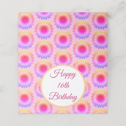 Happy 16th Birthday Gevouwen Plaats Kaart Plaatskaartje (Buitenkant ongevouwen)