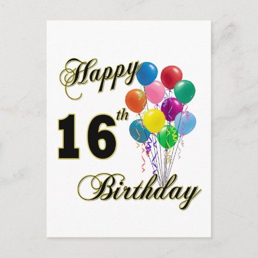 Happy 16th Birthday Gifts en Birthday Apparel Briefkaart (Voorkant)