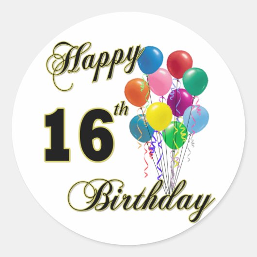 Happy 16th Birthday Gifts en Birthday Apparel Ronde Sticker (Voorkant)
