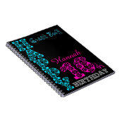 Happy 16th Birthday Girly Personalized Guest Book Notitieboek (Rechterzijde)