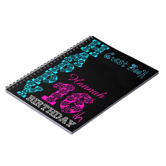 Happy 16th Birthday Girly Personalized Guest Book Notitieboek (Linkerzijde)