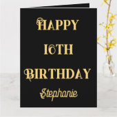 Happy 16th Birthday Gold Sixteen Custom Age Naam Kaart (Gele Bloem)