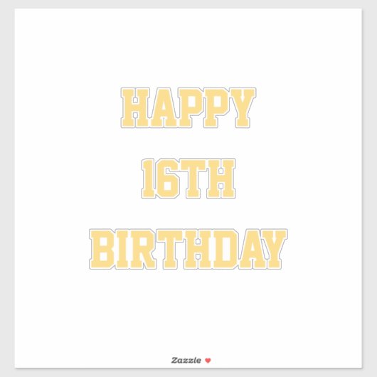 Happy 16th Birthday Gold Sixteen Custom Age Naam Sticker (Vel)