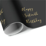 Happy 16th Birthday Golden Yellow Custom Age Black Cadeaupapier<br><div class="desc">Ontworpen met gouden gele tekstsjabloon voor het "Happy Sixtiende Birthday"-bericht dat u kunt bewerken om de kleur achtergrond aan te passen en ook aan te passen.</div>