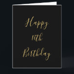 Happy 16th Birthday Golden Yellow Custom Age Black Kaart<br><div class="desc">Ontworpen met gouden gele tekstsjabloon voor het "Happy Sixtiende Birthday"-bericht dat u kunt bewerken om de kleur achtergrond aan te passen en ook aan te passen.</div>