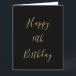 Happy 16th Birthday Golden Yellow Custom Age Black Kaart<br><div class="desc">Ontworpen met gouden gele tekstsjabloon voor het "Happy Sixtiende Birthday"-bericht dat u kunt bewerken om de kleur achtergrond aan te passen en ook aan te passen.</div>