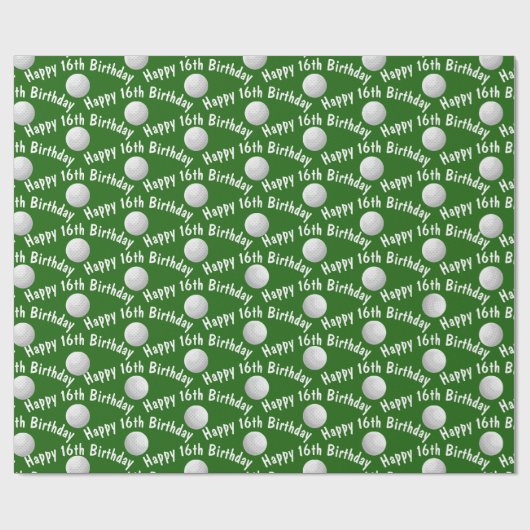 Happy 16th Birthday golfballen Cadeaupapier (Vlak)