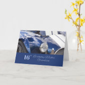 Happy 16th Birthday Grandson, Blue Car Kaart (Gele Bloem)