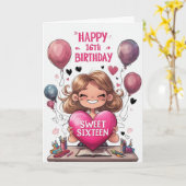 Happy 16th Birthday Kaart (Gele Bloem)