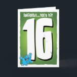 Happy 16th Birthday Kaart<br><div class="desc">16 draaien..Monster party time!!!!!!!</div>