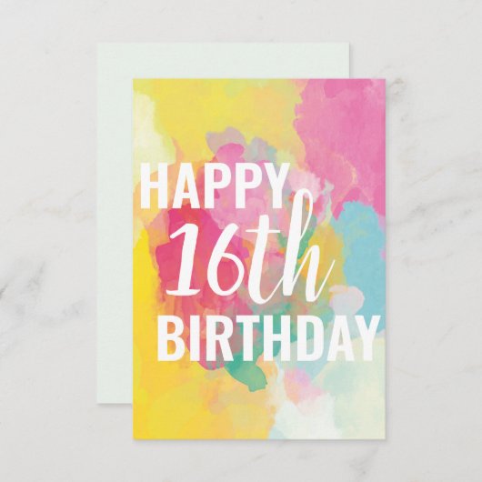 Happy 16th Birthday Kaart ("Waterverf gradiënten") (Voorkant / Achterkant)