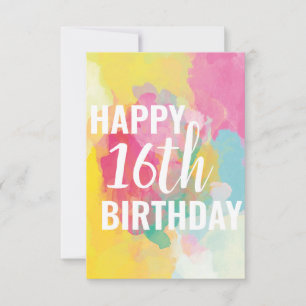 Happy 16th Birthday Kaart ("Waterverf gradiënten")