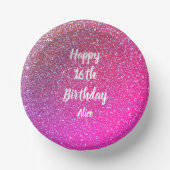 Happy 16th Birthday Name Pink Rose Gold Glitter Papieren Kommen (Voorkant)