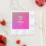 Happy 16th Birthday Name Pink Rose Gold Glitter Servet<br><div class="desc">Ontworpen met een sjabloon voor het 'Happy 16th Birthday'-bericht en de naam die u kunt aanpassen in de gouden kleurenachtergrond van het glittery roos!</div>
