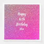 Happy 16th Birthday Name Pink Rose Gold Glitter Servet (Voorkant)