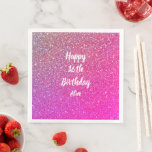 Happy 16th Birthday Name Pink Rose Gold Glitter Servet<br><div class="desc">Ontworpen met een sjabloon voor het 'Happy 16th Birthday'-bericht en de naam die u kunt aanpassen in de gouden kleurenachtergrond van het glittery roos!</div>