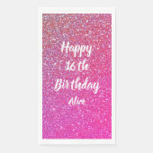 Happy 16th Birthday Name Pink Rose Gold Glitter Servet (Voorkant)
