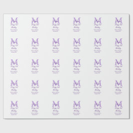 Happy 16th Birthday paarse naam toevoegen monogram Cadeaupapier