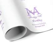 Happy 16th Birthday paarse naam toevoegen monogram Cadeaupapier (Rol Hoek)