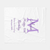 Happy 16th Birthday paarse naam toevoegen monogram Fleece Deken (Voorkant (Horizontaal))