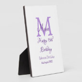 Happy 16th Birthday paarse naam toevoegen monogram Fotoplaat (Zijkant)