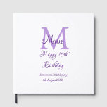 Happy 16th Birthday paarse naam toevoegen monogram Gastenboek<br><div class="desc">mooi design</div>