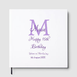 Happy 16th Birthday paarse naam toevoegen monogram Gastenboek