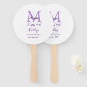 Happy 16th Birthday paarse naam toevoegen monogram Handwaaier (Voorkant en achterkant)