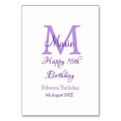 Happy 16th Birthday paarse naam toevoegen monogram Kaart (Achterkant)